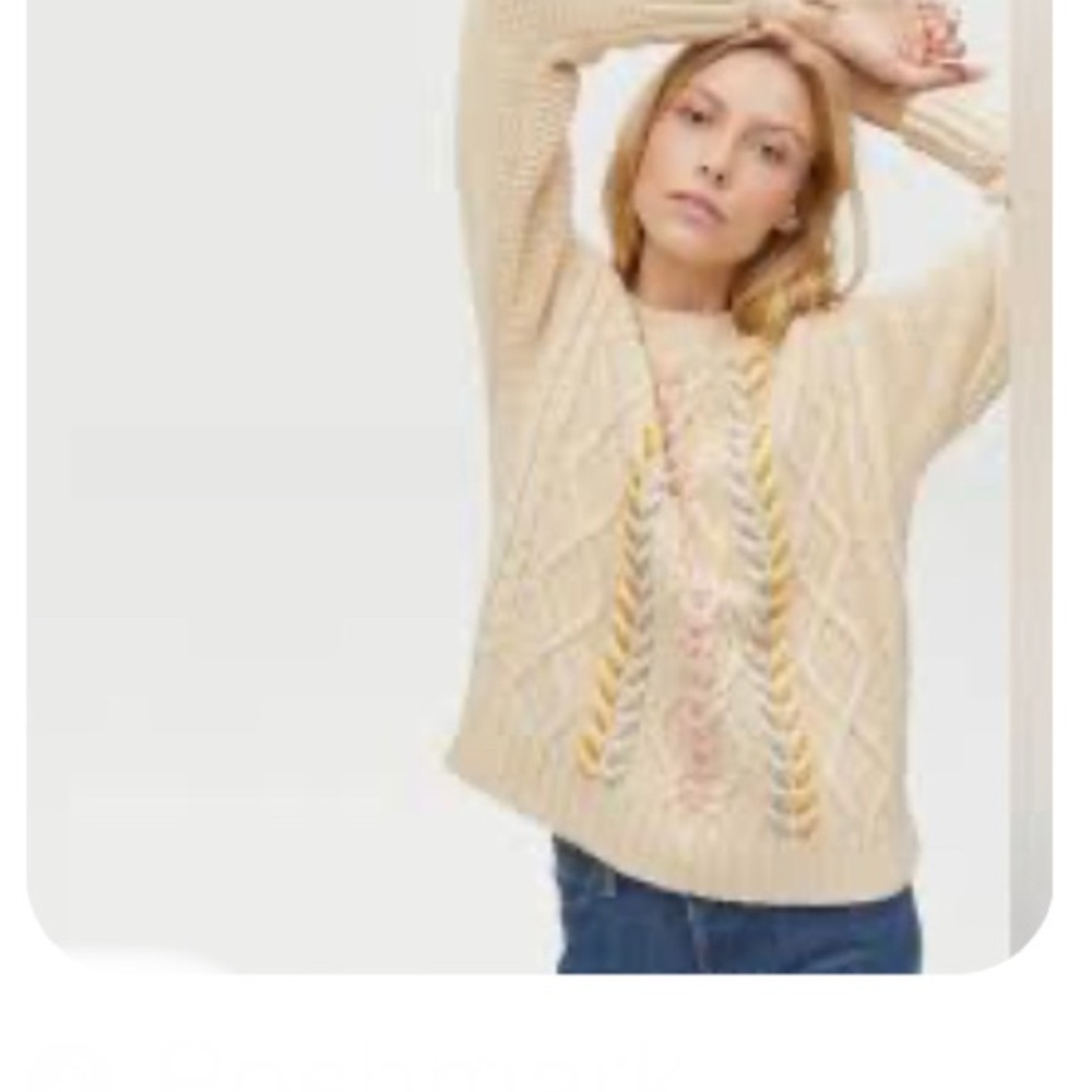 Michael Stars New With Tags Cable Knit Crewneck Sweater in Cream